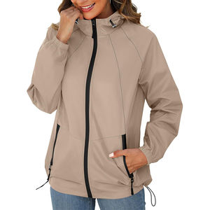 Chaqueta Impermeable Personalizable para Mujer con Capucha con Cremallera y Bolsillos, Cortavientos Delgada para Exteriores, Chaquetas Desechables - Product Image 1