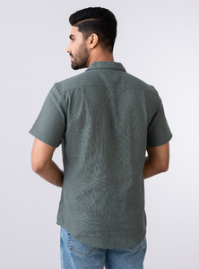 Camisa de hombre de gran tamaño de media manga con estampado teñido de hilo de algodón 100% Sostenible de alta calidad transpirable de Bangladesh - Product Image 4