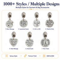 Pendentif de luxe vintage en métal rond pour fermeture éclair, sans nickel, pour gravure laser double face, accessoires de sac