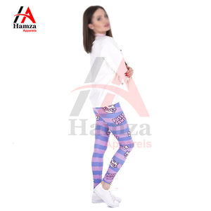 Colorful Striped Purple Yoga Leggings High Waist Stretchable 180 GSM Polyester Comfortable Soft Fabric Activewear Womens Legging - Product Image 6