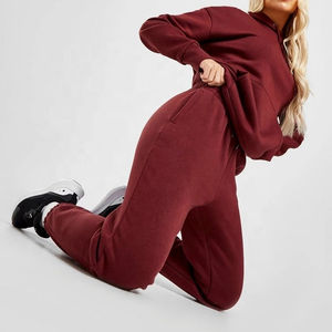 ชุดวอร์มกางเกงมีฮู้ดสำหรับผู้หญิงชุดใส่เล่นกีฬาผ้าฝ้าย100% มีกระเป๋าทรงหลวมโลโก้ออกแบบได้ตามต้องการ - Product Image 2