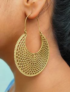 ต่างหูเกลียวมันดาลาต่างหูชนเผ่าต่างหูทองเหลืองต่างหูน้ำหนักเบาสำหรับผู้หญิงสายหูเกลียวสีทองสำหรับวันครบรอบ - Product Image 2