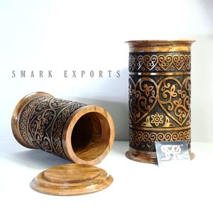 โกศไม้ทรงกลมรักษ์โลกสำหรับสัตว์เลี้ยง  งานฝีมือแกะสลักลายดอกไม้  ปรับแต่งได้  สำหรับใช้ในบ้าน  ทุกชนิดของสัตว์เลี้ยง - Product Image 6