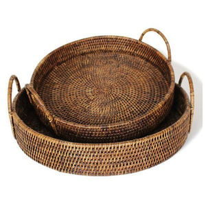 Vente chaude plateau de service tissé rond bordure épaisse décoration de maison et de restaurant pour accessoires de table d'hôtel - Product Image 2