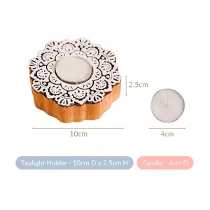 Juego de 2 portavelas de madera hechos a mano con estilo, construcción de Metal de hierro duradero, Ideal para decoración del hogar y regalos - Product Image 4