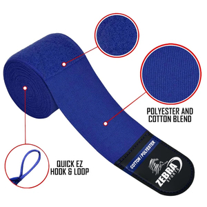 Bandages de boxe en coton réglables à boucles auto-agrippantes pour la protection des mains, style mexicain, ensemble combiné, taille universelle adulte, vente en gros - Product Image 2
