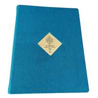 Couvertures de menu en tissu de lin Khadi, plaque métallique gravée avec logo, placage cuivre, artisanat de haute qualité, porte-menu fait main A4 12X9