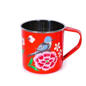 Hand Painted High Quality Modern Look Stainless Steel <b>Mugs</b> <b>Bird</b> Handmade Design White Royals Brand for Home Kitchen Use - Product Image 4