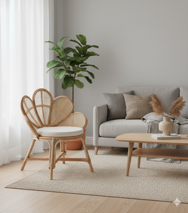 เก้าอี้รับประทานอาหารแบบเรียบง่ายสำหรับห้องนอนบ้านไร่และวิลล่าทำจากหวายธรรมชาติทนทานต่อการใช้งาน - Product Image 2