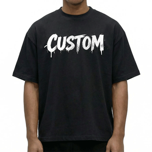 T-shirt vintage pour homme en coton 100% de haute qualité, coupe classique, imprimé graphique, lavage à l'acide, impression numérique grand format, 220 grammes, tricoté - Product Image 2