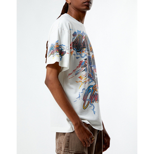 Venta al por mayor de peso pesado de alta calidad galería gráfica camiseta logotipo personalizado impreso Dept hombres camisetas de gran tamaño Drop Shoulder Tees - Product Image 3