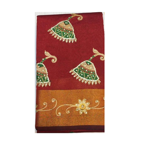 Shivam Arts Fabricante de Sarees de Seda de Banaras para Mujer, Elegantes y Formales, con Bordado Pallu, Color Personalizado, Económicos para Verano - Product Image 1