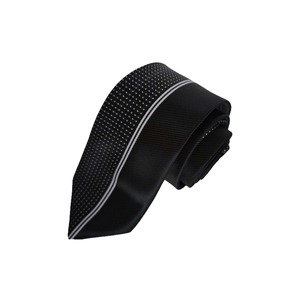 Corbata italiana de corte especial medio liso con lunares negros - Product Image 2