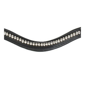 Banda de cejas de caballo de cuero de canal vacío cosida completa hecha a medida con incrustaciones de cristales transparentes redondos Diamante Mega Bling banda de cejas - Product Image 4