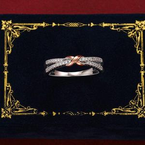 Jeulia Rhodium and Gold Plated Two Tone Twist Crossover Cluster <b>Ring</b> - Product Image 4