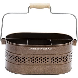 Carrito de Metal galvanizado de granja rústica con compartimentos, contenedor de almacenamiento multiusos, soporte para utensilios de Picnic de cocina para vajilla - Product Image 6