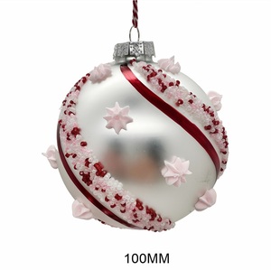 Ornements de Noël en verre rouge et blanc, classiques, soufflés à la main, décorations de sapin de Noël en couleur pleine, en provenance d'Italie - Product Image 2