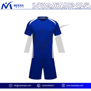 Venta al por mayor de calidad superior de color azul uniforme de fútbol para los hombres de sublimación personalizada 100% tela de poliéster de cuello redondo Jersey de fútbol - Product Image 3