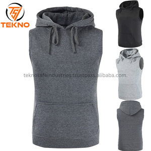 <b>Hoodie</b> <b>Sleeveless</b> Tank Tops Bodybuilding Custom Own Logo <b>Men</b> Muscle Cut Off Zip up High Quality <b>Sleeveless</b> Gym Hoodies OEM - Product Image 5