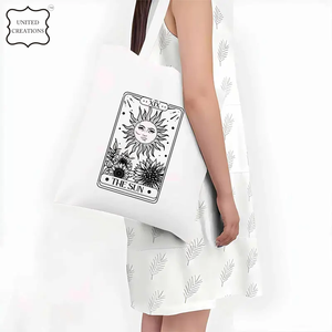Bolso de viaje de algodón reutilizable para mujer con logotipo personalizado impreso bolso de lona reciclable para almacenamiento en la playa y compras - Product Image 2