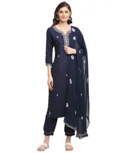 Rajnandini эксклюзивный традиционный дизайнерский темно-синий комплект Курта брюки курти с причудливой дупатой для красивых женщин
