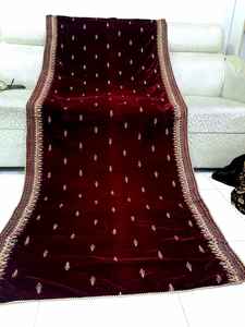 WS INTERNATIONAL Totalmente bordado Pakistani Shawl Net Dupatta Hermoso terciopelo Terciopelo Hermosos colores para poliéster musulmán - Product Image 2