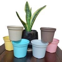 Penanam Benih Manual Plastik PP Coklat Klasik Pot Bunga 9*7 CM Tanpa Lapisan Pola Solid untuk Rumah Kebun Rumah Kaca Model 909067