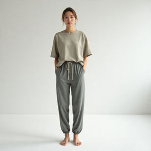 Camisetas Vintage de lavado, conjuntos de pantalones de chándal holgados, camisetas cortas de lavado ácido para mujer, chándales, conjunto de Jogger lavado para mujer - Product Image 2