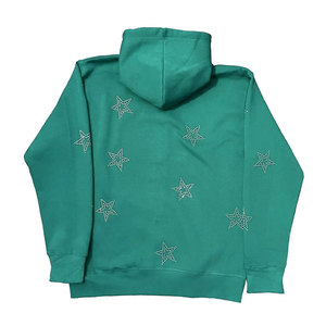 Online <b>Sale</b> Fashionable <b>Spring</b> Street Wear Hoodies Long Sleeves Zipper 100% Cotton Rhinestone Embellished Cotton Made Rhinestone - Product Image 2