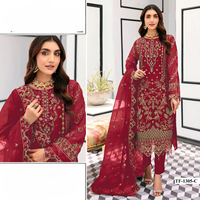 Costume de broderie en organza lourd de créateur en coton de style maaria pakistanais avec moti vêtements indiens et pakistanais