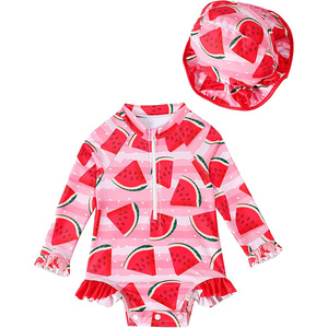 Maillot de bain d'été imprimé personnalisé de haute qualité pour filles avec manches maillot de bain une pièce pour petite fille avec bonnet de bain maillots de bain pour bébés - Product Image 5