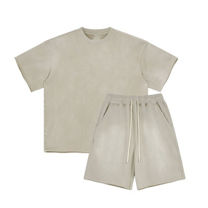 Ensemble chemise et short léger en appliqué 300 GSM, coupe ample, style streetwear personnalisé, tenue estivale deux pièces pour hommes et femmes - Product Image 2