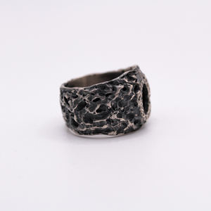 Handmade 925 Sterling Silver Organic <b>Black</b> Diamond Signet <b>Ring</b> Vintage Style Wide Band Wedding Gift Made in Turkey - Product Image 5