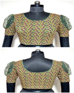 Blusa formal de verano modesta moderna Camisa de seda suave con patrón abierto frontal de nudo hermoso con estampado bordado Listo para usar - Product Image 1