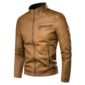 Chaqueta de Cuero Vintage Casual para Motocicleta, Primavera, Otoño, Diseño con Bolsillos, Chaqueta de Cuero PU para Hombre - Product Image 4