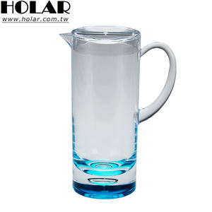 [Holar] Jarra de fondo grueso de agua de bebida de plástico transparente de 1600 ml hecha en Taiwán con tapa Base azul transparente - Product Image 1