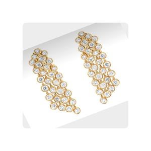 Boucles d'oreilles en or jaune 14 carats avec diamants naturels de 4,00 carats, pureté VS-SI, pour femmes, cadeaux de mariage et de fête, design élégant, certifiées IGI - Product Image 1