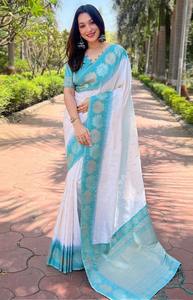 Vesta exporte le dernier été exclusif indien et pakistanais Jacquard Bordure Soie Saree Rich Pallu pour les occasions de fête - Product Image 6