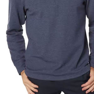 Haute qualité nouveau Design hommes basiques coton mélangé demi-fermeture éclair sweats couleur unie à manches longues sweat - Product Image 4