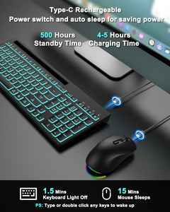 2.4G không dây RGB Backlit máy tính bàn phím chuột combo 108 phím 3 DPI Chuột với khe cắm thẻ điện thoại di động - Product Image 4