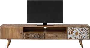 MANGALAM ART EXPORT SOLID MANGO WOOD TV <b>CABINET</b> with <b>STORAGE</b> WOODEN MEDIA UNIT EUROPEAN DESIGN HANDMADE for LIVING ROOM - Product Image 1