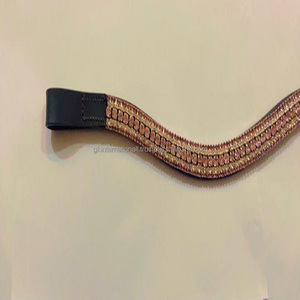 Diamantes de imitación personalizados de 5 filas, cristales transparentes de color rosa y plateado, hechos a mano, cuero negro, inglés, banda para cejas de caballo en full cob - Product Image 5