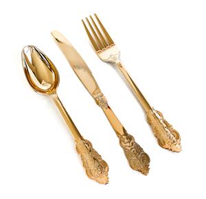 Ensemble de couverts en laiton Matériau en laiton argenté Vaisselle de table la plus vendue Ensemble de couverts utilisés pour les fêtes de mariage. - Product Image 2