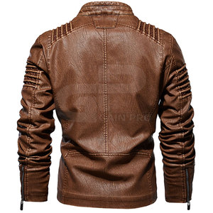 New Style <b>Light</b> Weight Blank Windproof Men's Leather <b>Jackets</b> Clothing Custom Fashion Popular Men Leather <b>Jacket</b> - Product Image 3