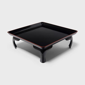 ถาดชาเคลือบสีดำโบราณพร้อมขาโค้งและเน้นสีแดงสำหรับใช้ในบ้านและร้านอาหาร - Product Image 4