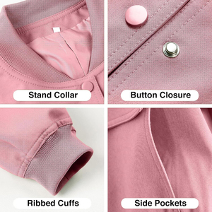 High Quality Women Regular Varsity Jackets Breathable Canvas Knitted Latest Style Long Sleeves - Product Image 4