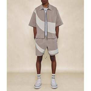 Alta calidad Boxy Fit Zip up Color Blocked Nylon Poliéster Camisa Short 2 piezas Set Hombre cortavientos Shorts Set - Product Image 1