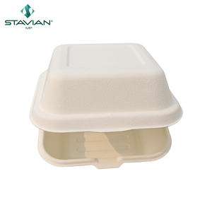 Vaisselle et articles de table jetables fabriqués au Vietnam, ODM personnalisable, contenants alimentaires biodégradables en forme de coquille de palourde de 6x6 pouces - Product Image 5