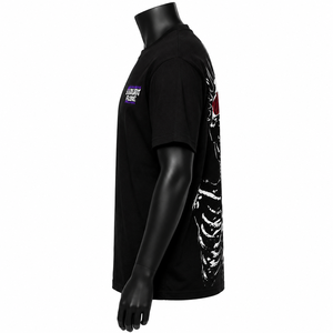 Camiseta Negra de Manga Corta para Hombre con Estampado de Calavera, Estilo Urbano, Corte Regular, Cuello Redondo, Jersey de Algodón, Camiseta con Gráficos - Product Image 5