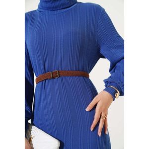 Robe à col roulé ceinturée Indigo - Product Image 1